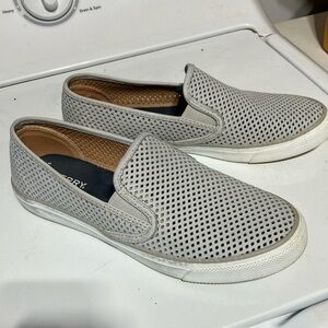 Sperry Shoes Women's Crest Twin Gore Perforated Slip On Sneakers, Gray size 9